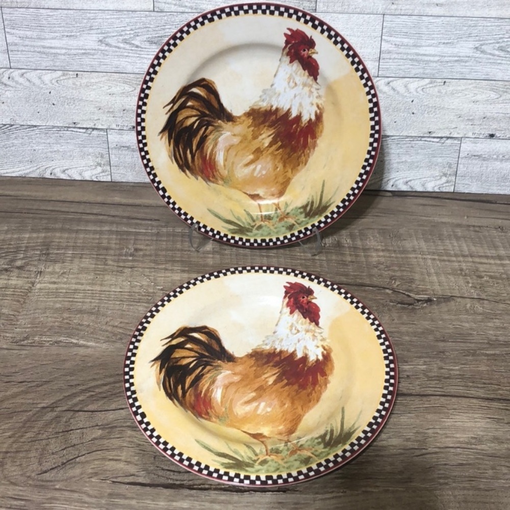 The Sakura table Rustic Rooster Dinner Plates - Set of 2